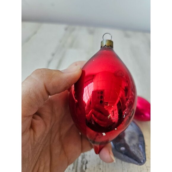 Vintage glass mercury teardrop ornament set pink red blue green - Picture 2 of 9